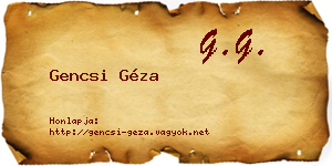 Gencsi Géza névjegykártya
